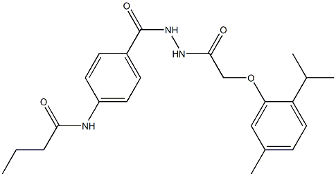 N-[4-({2-[2-(2-isopropyl-5-methylphenoxy)acetyl]hydrazino}carbonyl)phenyl]butanamide Structure