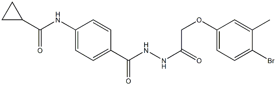 N-[4-({2-[2-(4-bromo-3-methylphenoxy)acetyl]hydrazino}carbonyl)phenyl]cyclopropanecarboxamide Struktur