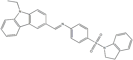 4-(2,3-dihydro-1H-indol-1-ylsulfonyl)-N-[(E)-(9-ethyl-9H-carbazol-3-yl)methylidene]aniline,,结构式