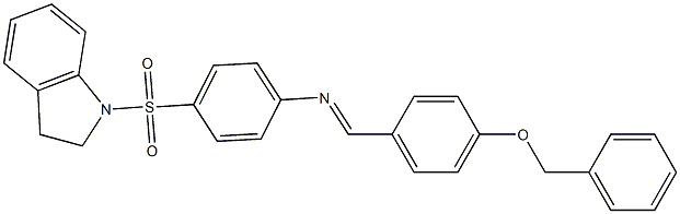 N-{(E)-[4-(benzyloxy)phenyl]methylidene}-N-[4-(2,3-dihydro-1H-indol-1-ylsulfonyl)phenyl]amine,,结构式