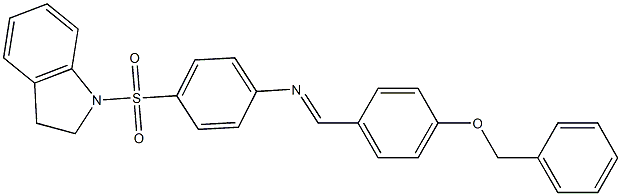 N-{(E)-[4-(benzyloxy)phenyl]methylidene}-N-[4-(2,3-dihydro-1H-indol-1-ylsulfonyl)phenyl]amine Structure