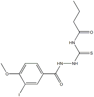 N-{[2-(3-iodo-4-methoxybenzoyl)hydrazino]carbothioyl}butanamide Struktur