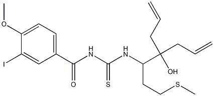 N-{2-allyl-2-hydroxy-1-[2-(methylsulfanyl)ethyl]-4-pentenyl}-N'-(3-iodo-4-methoxybenzoyl)thiourea Struktur