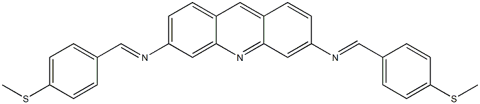 N-{(E)-[4-(methylsulfanyl)phenyl]methylidene}-N-[6-({(E)-[4-(methylsulfanyl)phenyl]methylidene}amino)-3-acridinyl]amine Structure