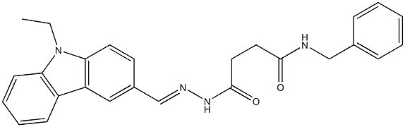 N-benzyl-4-{2-[(E)-(9-ethyl-9H-carbazol-3-yl)methylidene]hydrazino}-4-oxobutanamide Structure