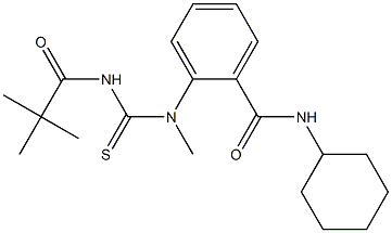 N-cyclohexyl-2-[{[(2,2-dimethylpropanoyl)amino]carbothioyl}(methyl)amino]benzamide,,结构式