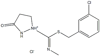 1-[[(3-chlorobenzyl)thio](methylimino)methyl]-3-oxopyrazolidin-1-ium chloride Structure