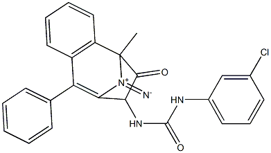 N-(2,5-diaza-2-methyl-3-oxo-6-phenylbicyclo[5.4.0]undeca-1(7),5,8,10-tetraen-4-yl)((3-chlorophenyl)amino)formamide Struktur