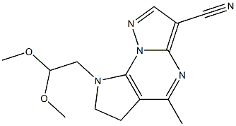 8-(2,2-dimethoxyethyl)-5-methyl-7,8-dihydro-6H-pyrazolo[1,5-a]pyrrolo[3,2-e]pyrimidine-3-carbonitrile Struktur
