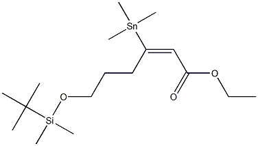 (E)-3-(Trimethylstannyl)-6-(dimethyl tert-butylsiloxy)-2-hexenoic acid ethyl ester|