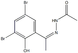 N'-[1-(2-ヒドロキシ-3,5-ジブロモフェニル)エチリデン]アセトヒドラジド 化学構造式