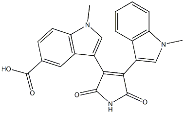 3-[[2,5-Dihydro-4-(1-methyl-1H-indol-3-yl)-2,5-dioxo-1H-pyrrol]-3-yl]-1-methyl-1H-indole-5-carboxylic acid Struktur