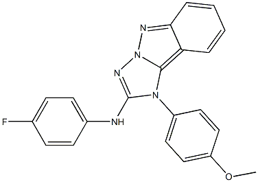 1-(4-メトキシフェニル)-2-(4-フルオロフェニルアミノ)-1H-[1,2,4]トリアゾロ[1,5-b]インダゾール 化学構造式