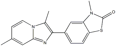 5-[3,7-ジメチルイミダゾ[1,2-a]ピリジン-2-イル]-3-メチルベンゾチアゾール-2(3H)-オン 化学構造式