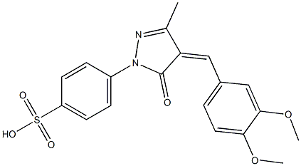 4-[[4-[(3,4-Dimethoxyphenyl)methylene]-4,5-dihydro-3-methyl-5-oxo-1H-pyrazol]-1-yl]benzenesulfonic acid 结构式