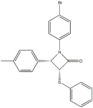 (3R,4S)-4-(p-メチルフェニル)-1-(p-ブロモフェニル)-3-(フェニルチオ)アゼチジン-2-オン 化学構造式