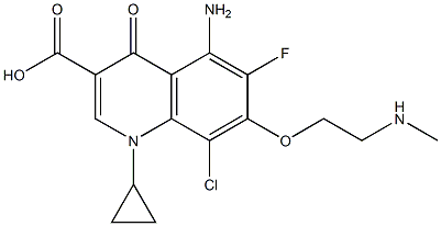 7-[2-(Methylamino)ethoxy]-8-chloro-6-fluoro-5-amino-1-cyclopropyl-1,4-dihydro-4-oxoquinoline-3-carboxylic acid,,结构式