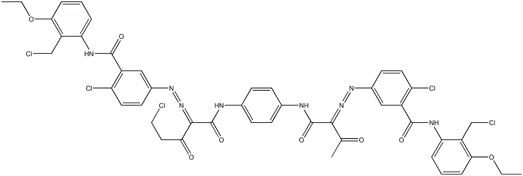 3,3'-[2-(Chloromethyl)-1,4-phenylenebis[iminocarbonyl(acetylmethylene)azo]]bis[N-[2-(chloromethyl)-3-ethoxyphenyl]-6-chlorobenzamide] 结构式