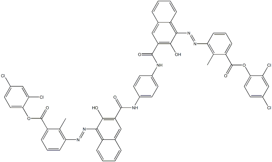 1,4-Bis[1-[[6-methyl-5-(2,4-dichlorophenoxycarbonyl)phenyl]azo]-2-hydroxy-3-naphthoylamino]benzene 结构式