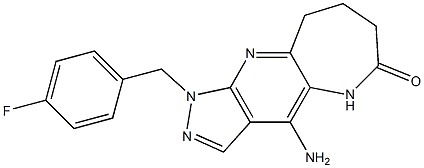 4-Amino-1-(4-fluorobenzyl)-5,7,8,9-tetrahydro-1,2,5,10-tetraazacyclohept[f]inden-6(1H)-one,,结构式