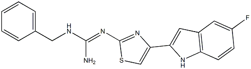 2-[[Amino(benzylamino)methylene]amino]-4-(5-fluoro-1H-indol-2-yl)thiazole,,结构式