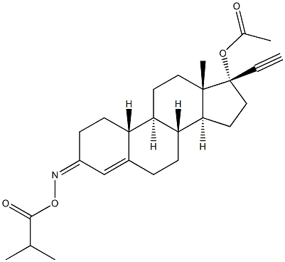 (17R)-17-(Acetyloxy)-19-norpregn-4-en-20-yn-3-one O-isobutyryl oxime Struktur