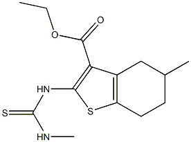 4,5,6,7-テトラヒドロ-2-(3-メチルチオウレイド)-5-メチルベンゾ[b]チオフェン-3-カルボン酸エチル 化学構造式