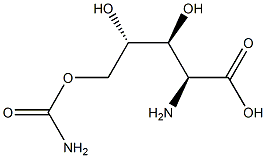 2-Amino-5-O-(aminocarbonyl)-2-deoxy-L-xylonic acid 结构式