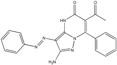 2-Amino-3-phenylazo-6-acetyl-7-phenylpyrazolo[1,5-a]pyrimidin-5(4H)-one 结构式