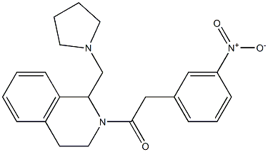1,2,3,4-テトラヒドロ-2-[(3-ニトロフェニル)アセチル]-1-[(1-ピロリジニル)メチル]イソキノリン 化学構造式
