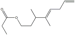 プロピオン酸3,4-ジメチル-4,7-オクタジエニル 化学構造式