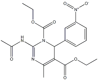 3,4-Dihydro-2-acetylamino-4-(3-nitrophenyl)-6-methylpyrimidine-3,5-dicarboxylic acid diethyl ester,,结构式