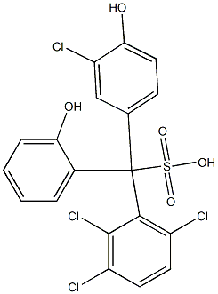 (3-クロロ-4-ヒドロキシフェニル)(2,3,6-トリクロロフェニル)(2-ヒドロキシフェニル)メタンスルホン酸 化学構造式