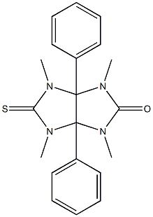 3a,6a-ジフェニル-1,3,4,6-テトラメチル-3,3a,4,5,6,6a-ヘキサヒドロ-5-チオキソイミダゾ[4,5-d]イミダゾール-2(1H)-オン 化学構造式