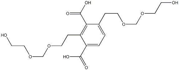 2,4-ビス(7-ヒドロキシ-3,5-ジオキサヘプタン-1-イル)イソフタル酸 化学構造式