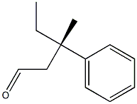 [R,(-)]-3-メチル-3-フェニルバレルアルデヒド 化学構造式