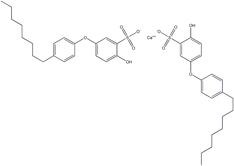Bis(4-hydroxy-4'-octyl[oxybisbenzene]-3-sulfonic acid)calcium salt,,结构式