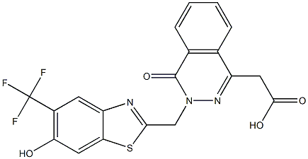 3-[(6-Hydroxy-5-trifluoromethyl-2-benzothiazolyl)methyl]-3,4-dihydro-4-oxophthalazine-1-acetic acid 结构式