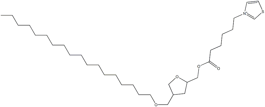 3-[6-[[Tetrahydro-4-octadecyloxymethylfuran]-2-ylmethoxy]-6-oxohexyl]thiazolium Struktur