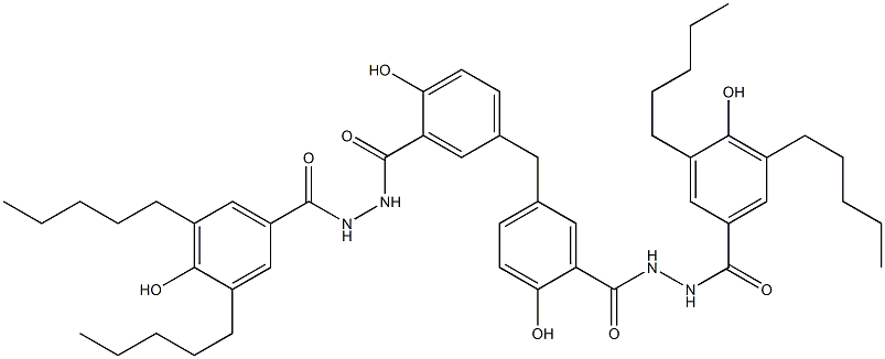 5,5'-Methylenebis[2-hydroxy-N'-(4-hydroxy-3,5-dipentylbenzoyl)benzenecarbohydrazide],,结构式