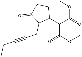 3-オキソ-2-(2-ペンチニル)シクロペンチルマロン酸ジメチル 化学構造式