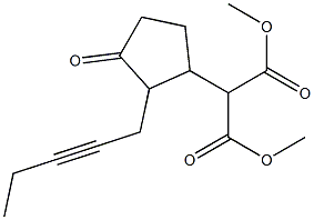 3-Oxo-2-(2-pentynyl)cyclopentylmalonic acid dimethyl ester,,结构式