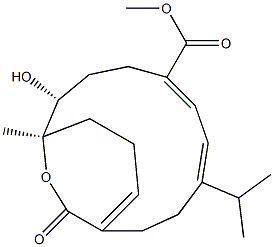 (1R,2R,5Z,7E,11Z)-2-Hydroxy-1-methyl-8-(1-methylethyl)-16-oxo-15-oxabicyclo[9.3.2]hexadeca-5,7,11-triene-5-carboxylic acid methyl ester Structure