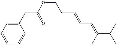フェニル酢酸6,7-ジメチル-3,5-オクタジエニル 化学構造式