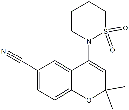2,2-Dimethyl-4-[(tetrahydro-2H-1,2-thiazine 1,1-dioxide)-2-yl]-2H-1-benzopyran-6-carbonitrile,,结构式