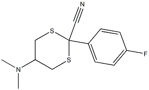 5-(Dimethylamino)-2-[4-fluorophenyl]-1,3-dithiane-2-carbonitrile,,结构式