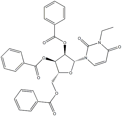 3-エチル-2'-O,3'-O,5'-O-トリベンゾイルウリジン 化学構造式
