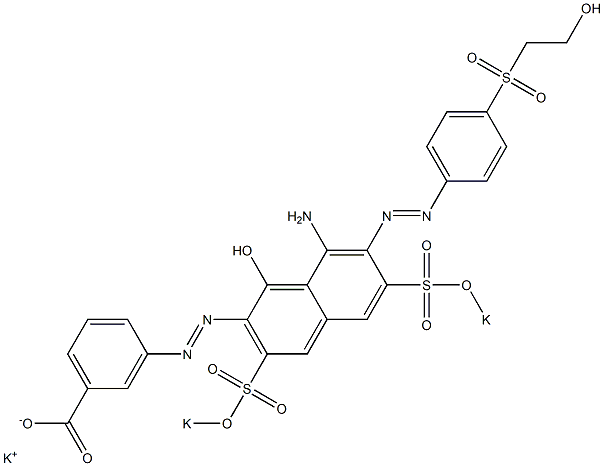 m-[8-Amino-1-hydroxy-7-[p-(2-hydroxyethylsulfonyl)phenylazo]-3,6-di(potassiooxysulfonyl)-2-naphtylazo]benzoic acid potassium salt,,结构式