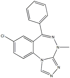 4-Methyl-6-phenyl-8-chloro-4H-[1,2,4]triazolo[4,3-a][1,3,4]benzotriazepine,,结构式