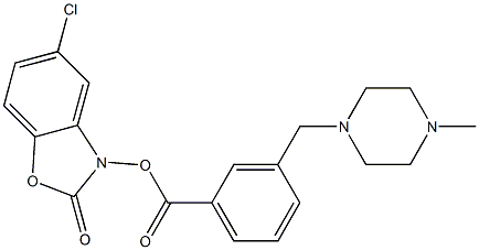 3-[(4-Methylpiperazin-1-yl)methyl]benzoic acid (5-chloro-2,3-dihydro-2-oxobenzoxazol)-3-yl ester,,结构式